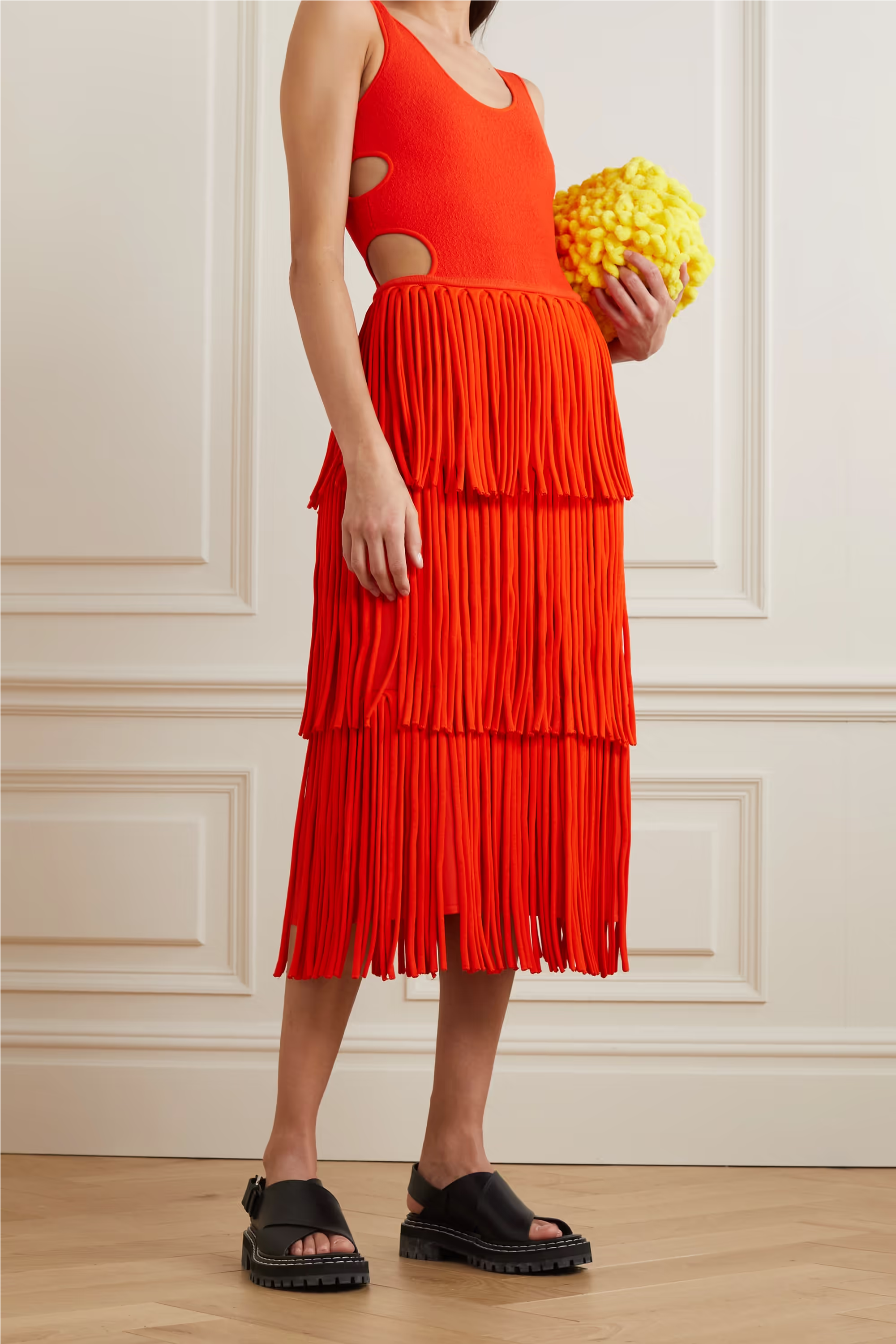 Fringe orange outlet skirt