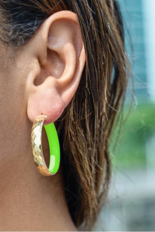 Hammered Neon Hoops