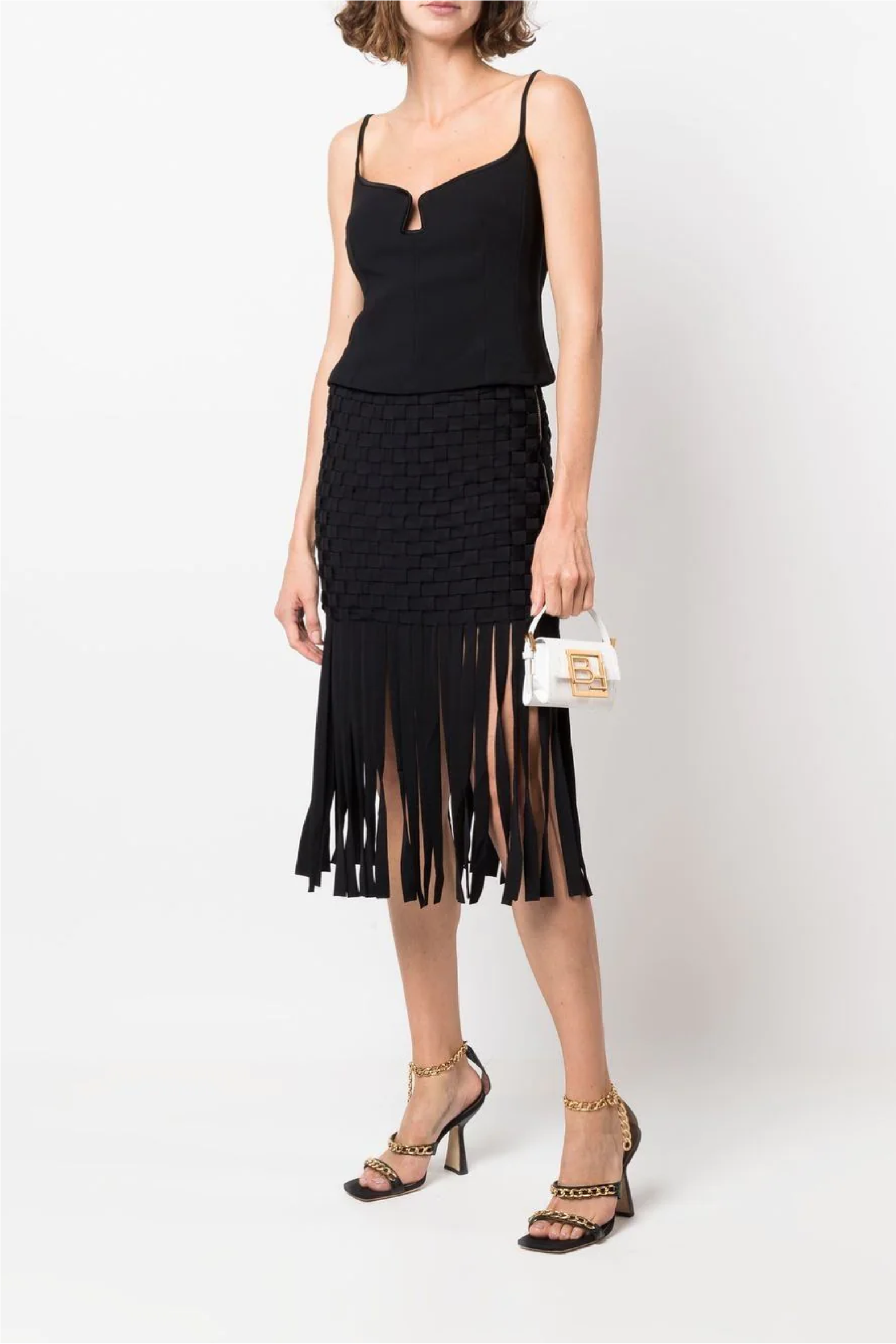 Pinko Black Fringe Skirt