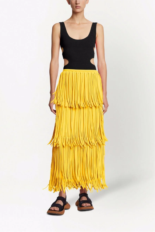 Proenza Schouler Yellow Fringe Skirt