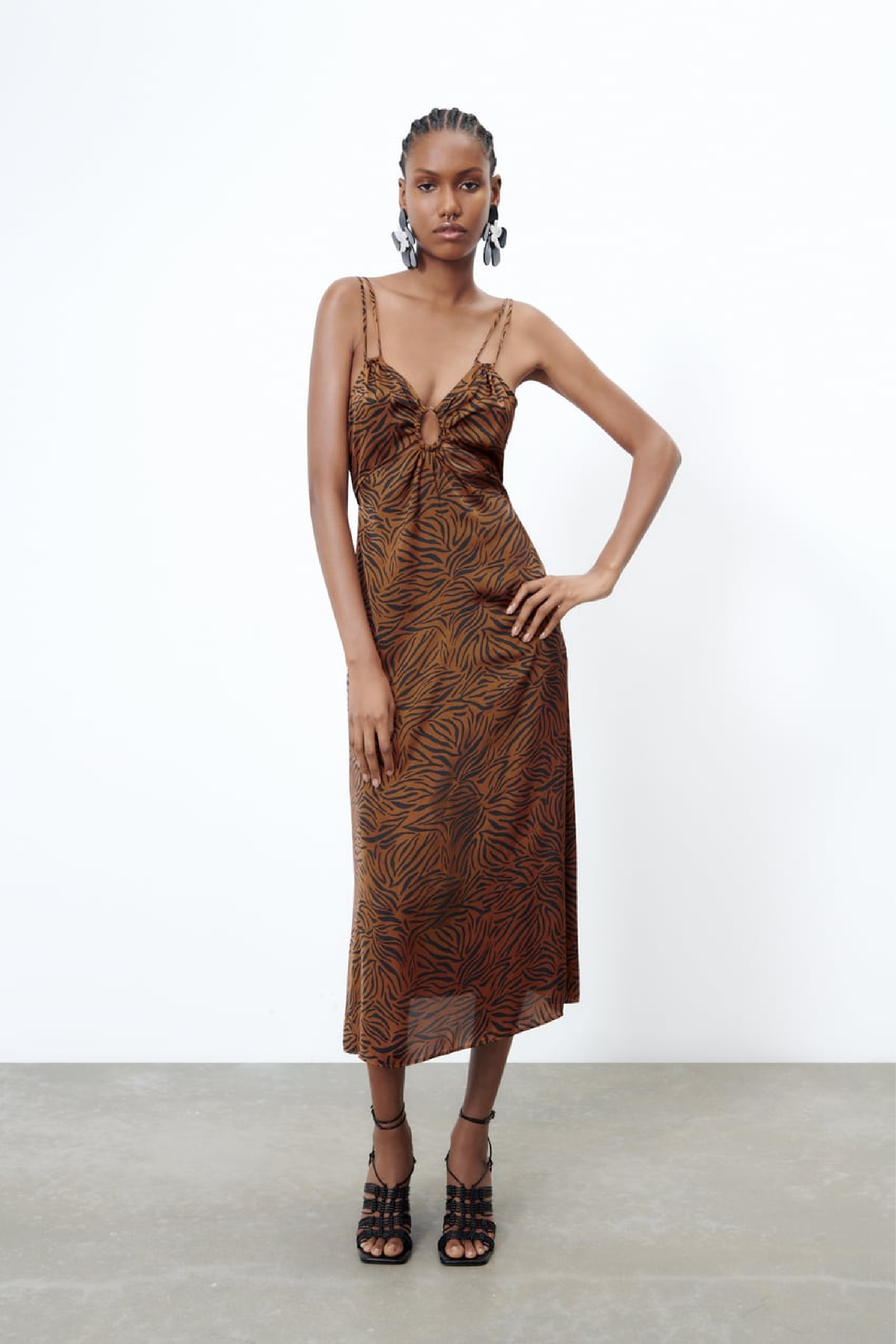 Zara animal hotsell print midi dress