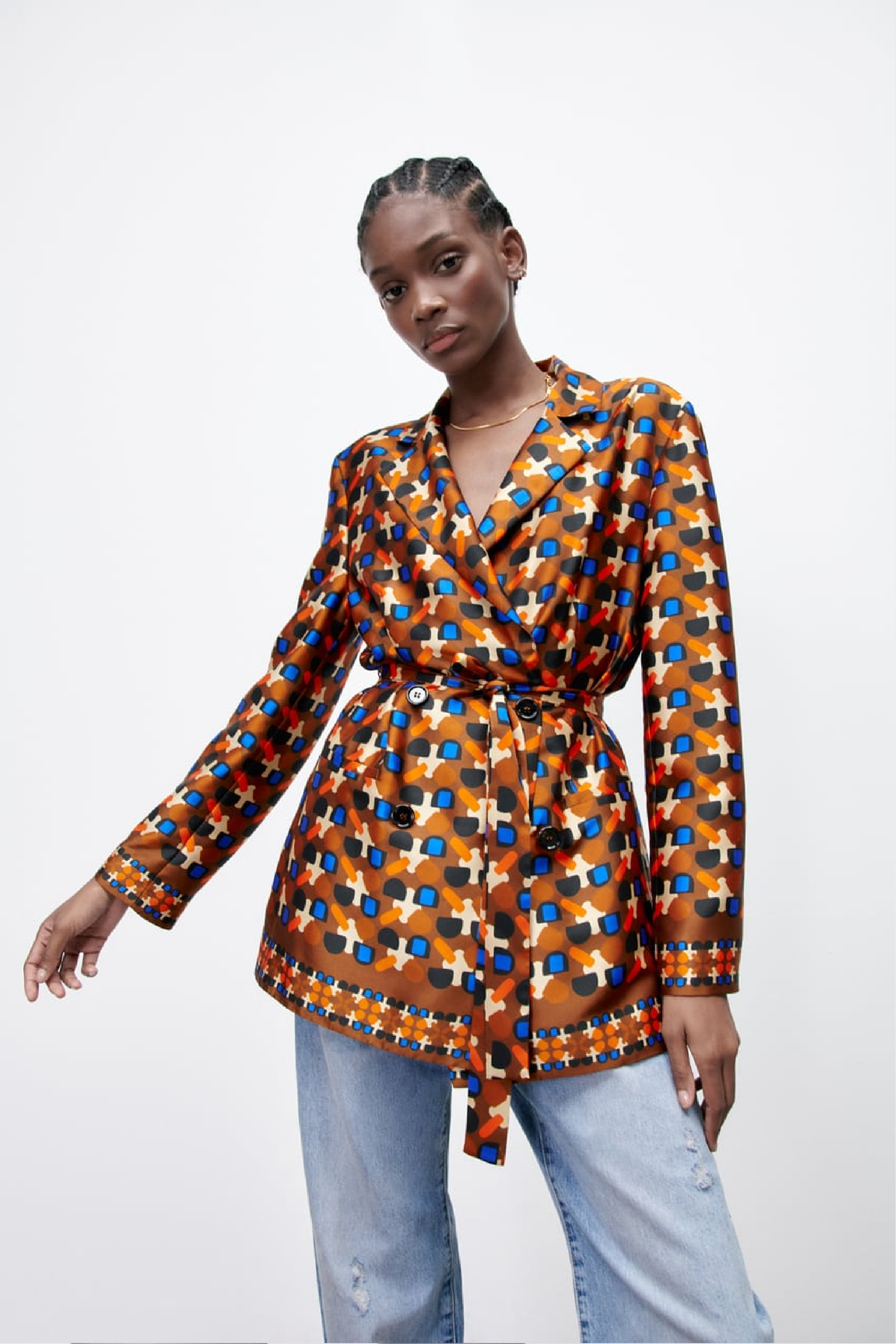 Zara Printed Silk Blazer